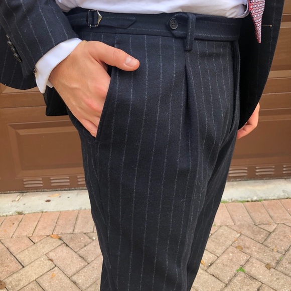 EUC SPIER & MACKAY Navy Flannel Pinstripe Suit 38R - Picture 6 of 9
